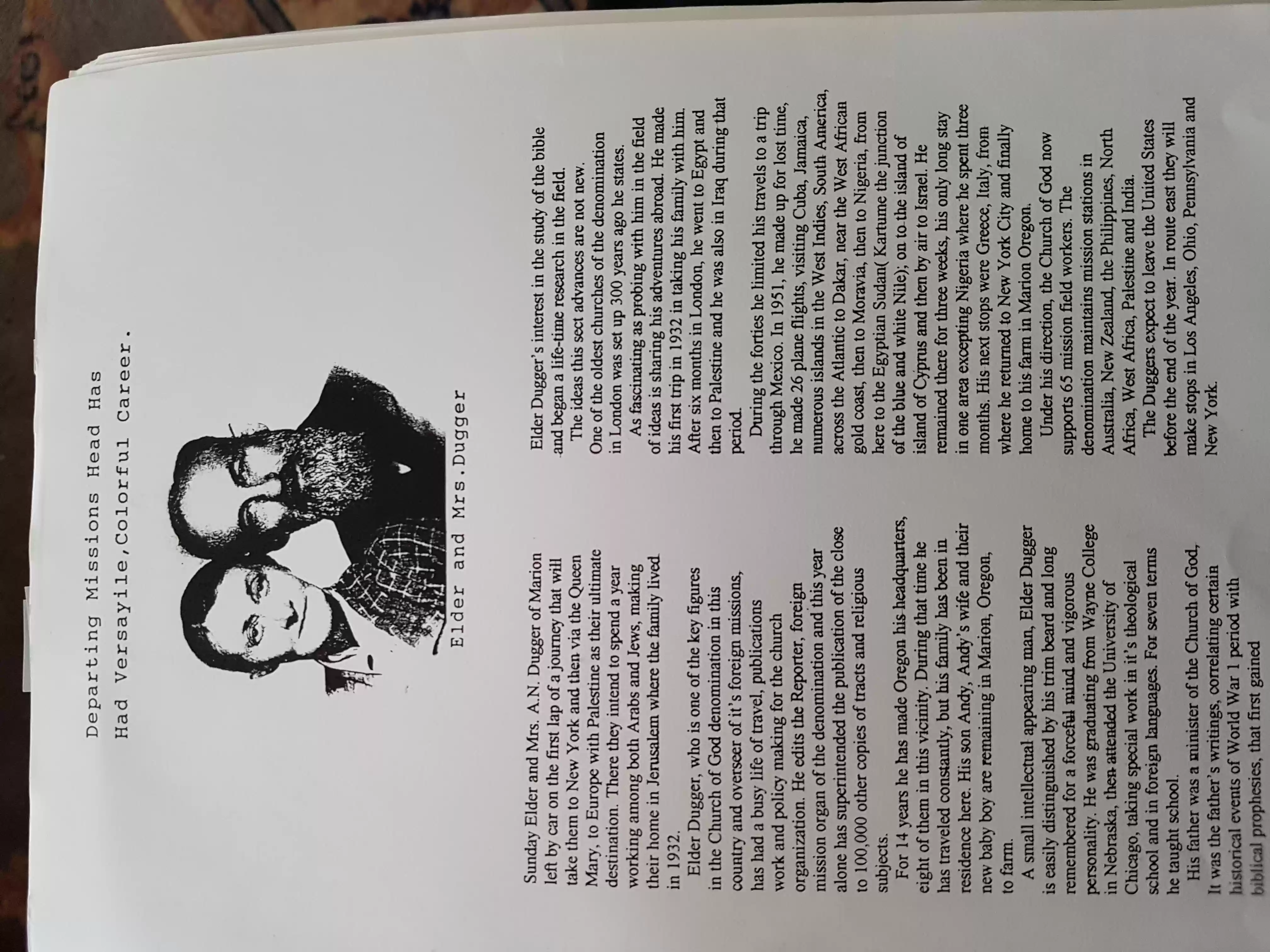 Duggers move to Israel 1953 (publication and date)